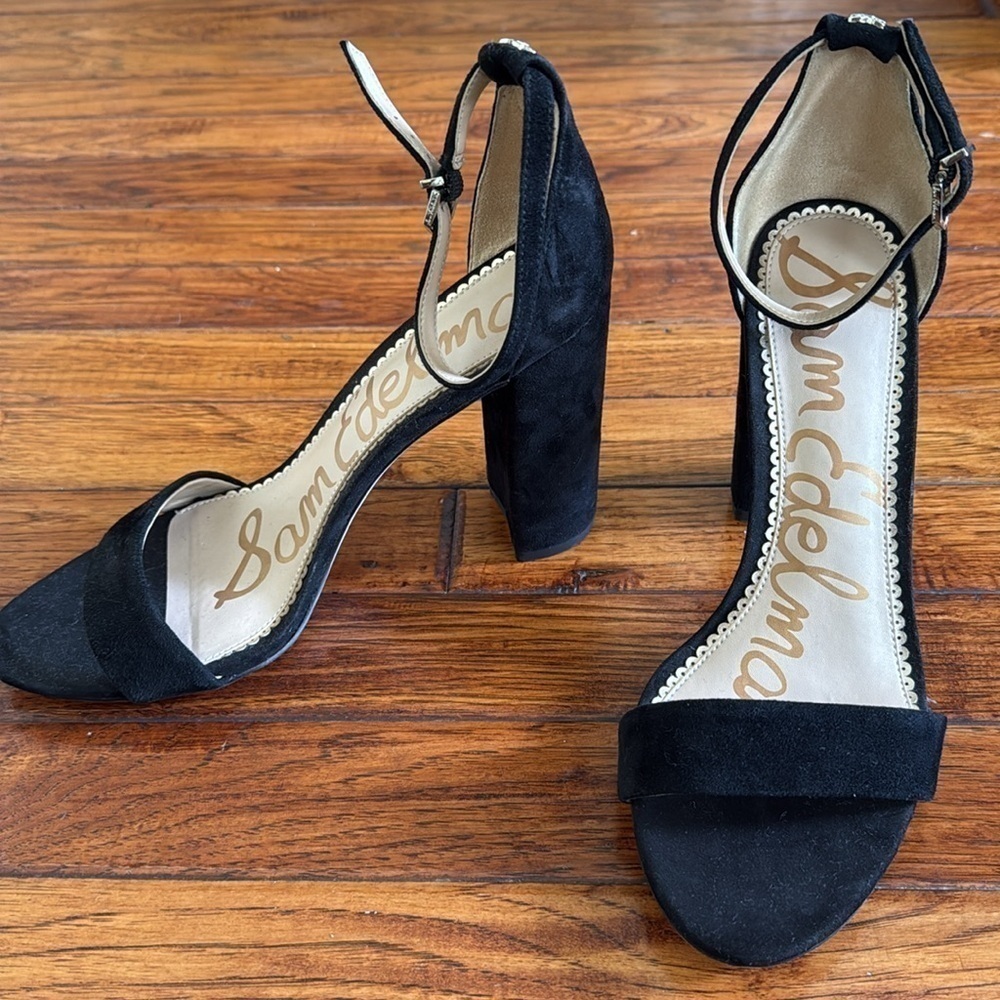 SAM EDELMAN - Black Suede Yaro Block Heel Sandal, size 9 - Picture 2 of 7
